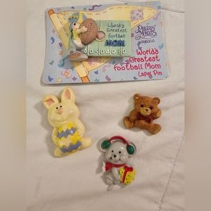 4PC Lot VINTAGE Precious Moments, RUSS, Hallmark, American Greetings Pins